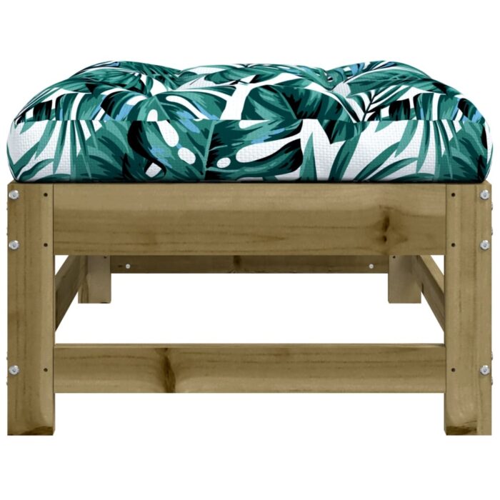 Repose-pieds de jardin et coussins lot de 2 bois pin imprégné – Image 4