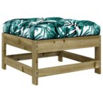 Repose-pieds de jardin et coussins lot de 2 bois pin imprégné – Image 5