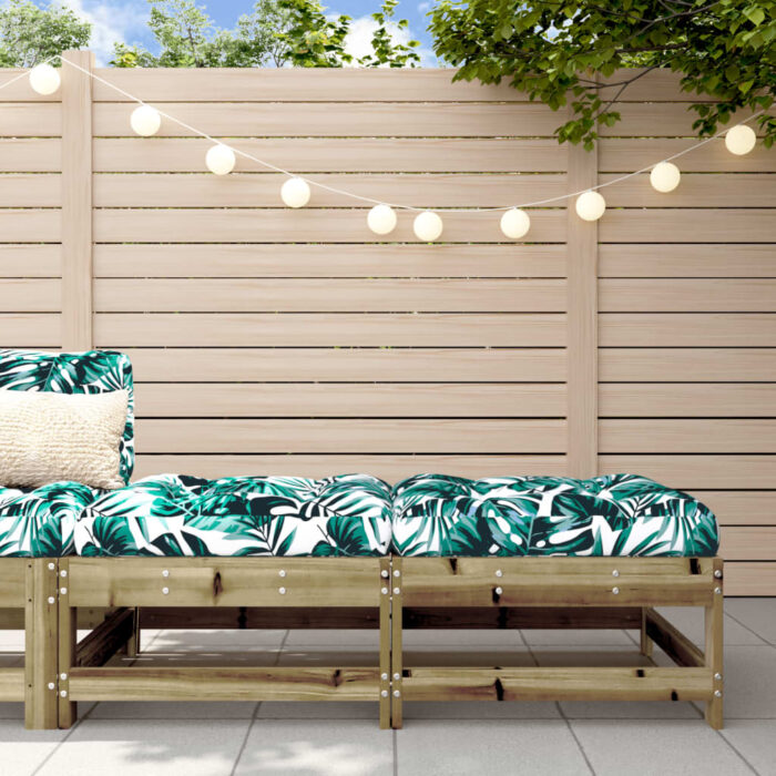 Repose-pieds de jardin et coussins lot de 2 bois pin imprégné – Image 1