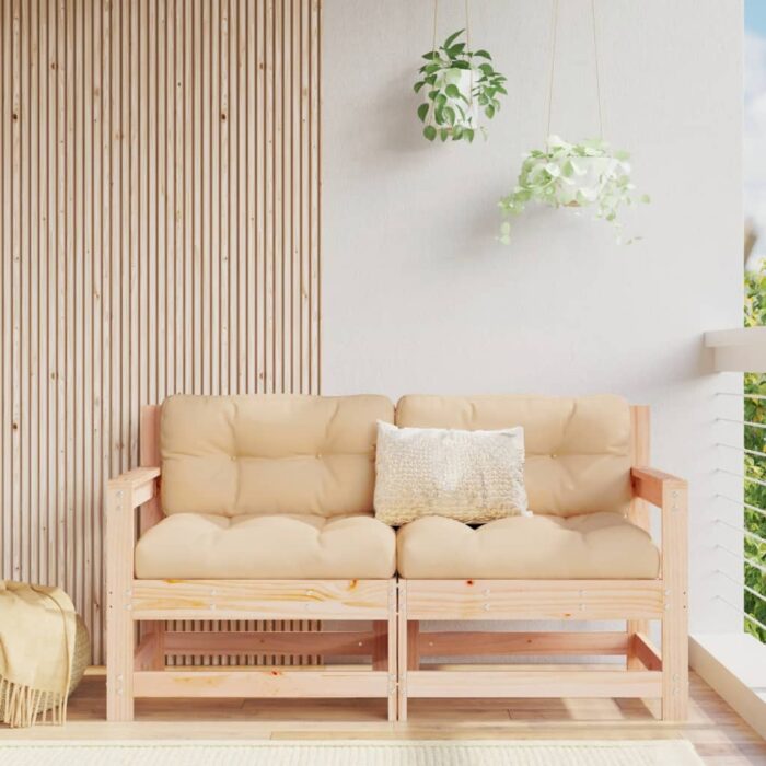 Chaises de jardin avec coussins lot de 2 bois de pin massif – Image 1