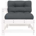 Chaises de jardin et coussins lot de 2 blanc bois de pin massif – Image 3
