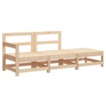 Salon de jardin 3 pcs avec coussins bois massif – Image 2