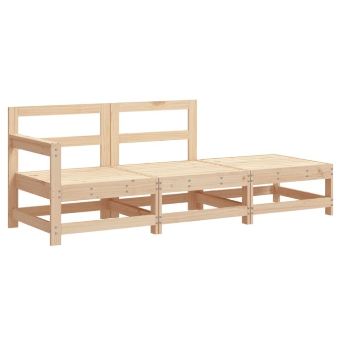 Salon de jardin 3 pcs avec coussins bois massif – Image 2