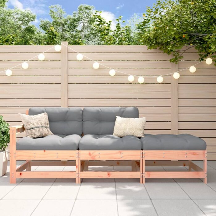 Salon de jardin 3 pcs avec coussins bois massif douglas – Image 1