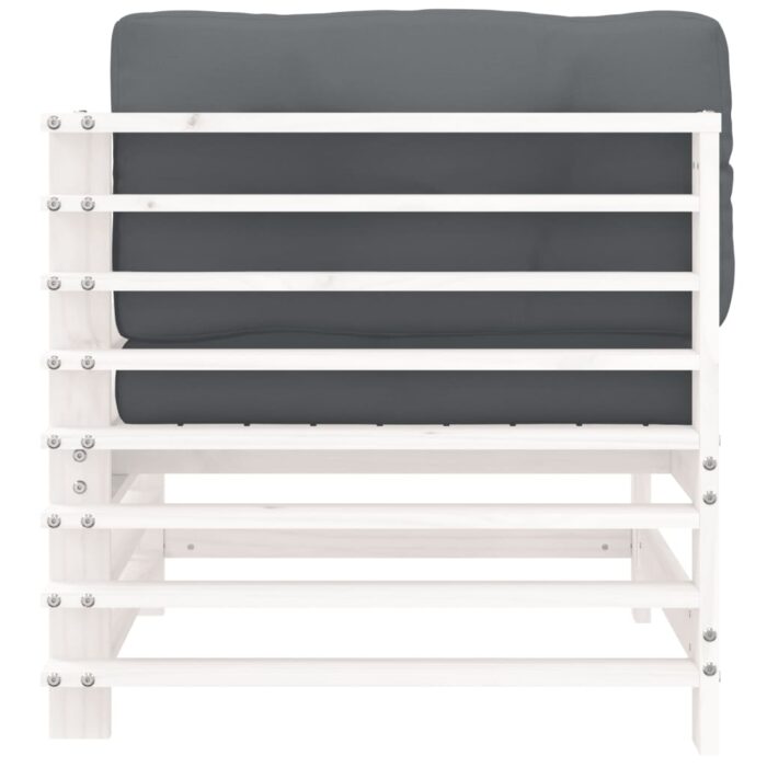 Canapé d'angle avec coussins blanc bois de pin solide – Image 2