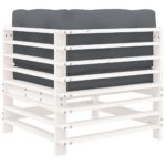 Canapé d'angle avec coussins blanc bois de pin solide – Image 3