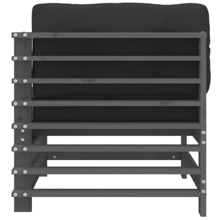 Canapé d'angle avec coussins gris bois de pin solide – Image 2