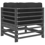 Canapé d'angle avec coussins gris bois de pin solide – Image 3