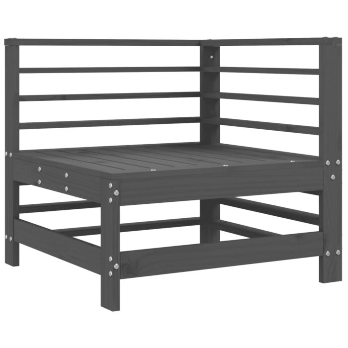 Canapé d'angle avec coussins gris bois de pin solide – Image 4