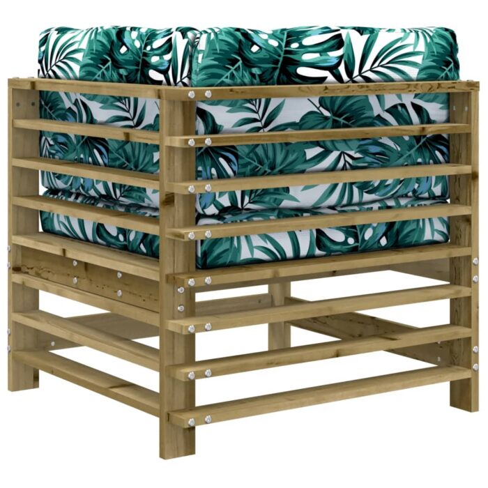 Canapé d'angle avec coussins bois de pin imprégné – Image 3