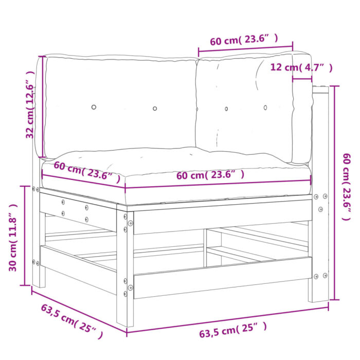 Canapé d'angle avec coussins bois de pin imprégné – Image 7
