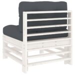 Canapé central avec coussins blanc bois de pin massif – Image 3