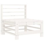 Canapé central avec coussins blanc bois de pin massif – Image 4