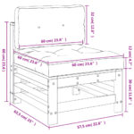 Canapé central avec coussins blanc bois de pin massif – Image 7