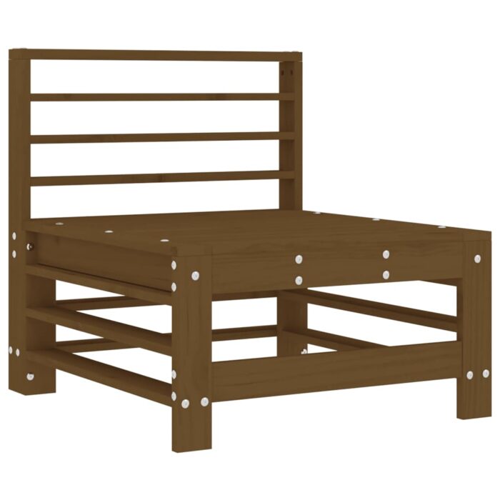 Canapé central avec coussins marron miel bois de pin solide – Image 4