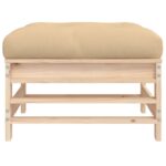 Repose-pied de jardin avec coussin bois de pin massif – Image 2