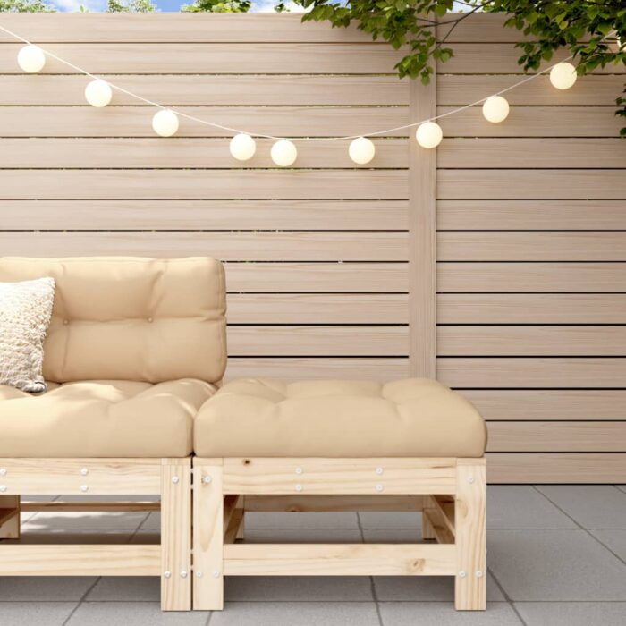 Repose-pied de jardin avec coussin bois de pin massif – Image 1