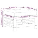 Repose-pied de jardin avec coussin blanc bois de pin massif – Image 7