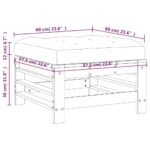 Repose-pied de jardin avec coussin gris bois de pin massif – Image 7