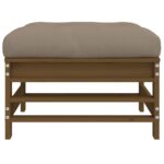 Repose-pied de jardin et coussin marron miel bois de pin massif – Image 2