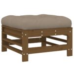 Repose-pied de jardin et coussin marron miel bois de pin massif – Image 3