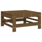 Repose-pied de jardin et coussin marron miel bois de pin massif – Image 4