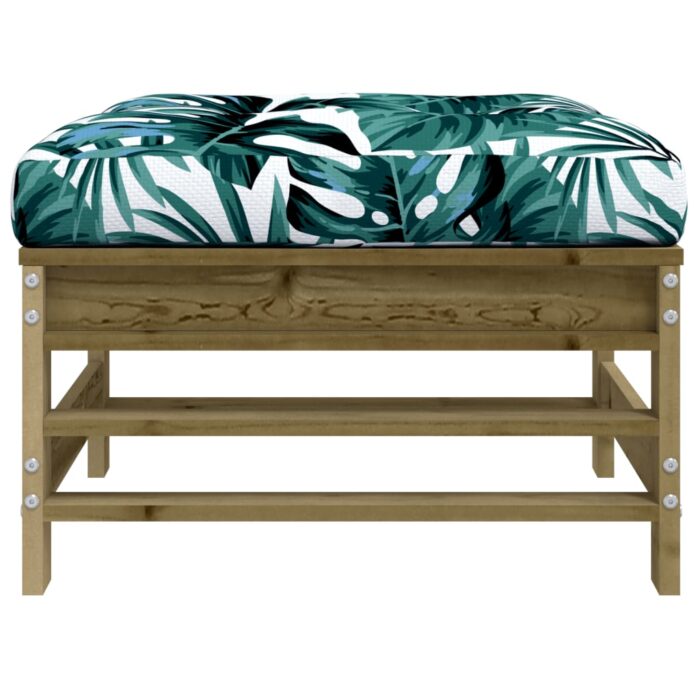Repose-pied de jardin avec coussin bois de pin imprégné – Image 2