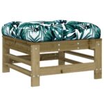 Repose-pied de jardin avec coussin bois de pin imprégné – Image 3