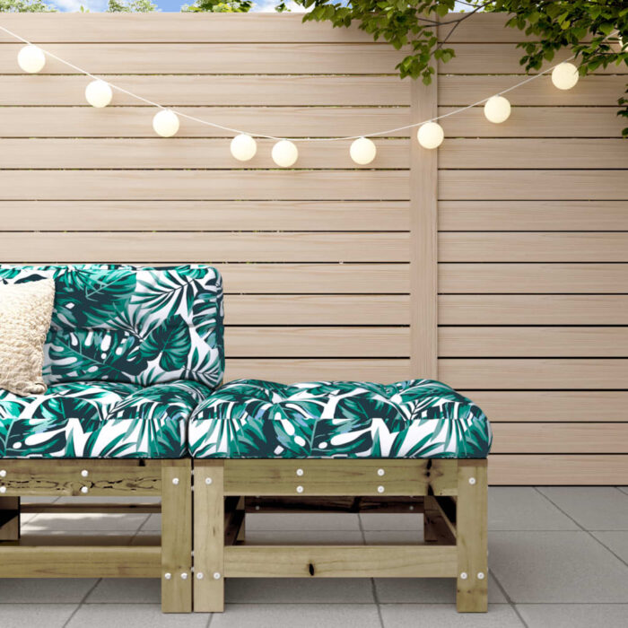 Repose-pied de jardin avec coussin bois de pin imprégné – Image 1