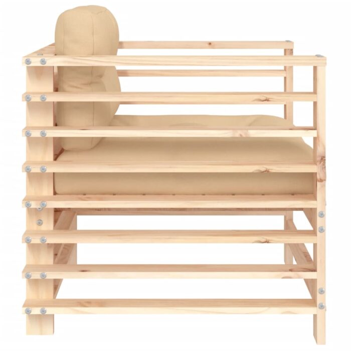 Chaises de jardin avec coussins lot de 2 bois de pin massif – Image 3