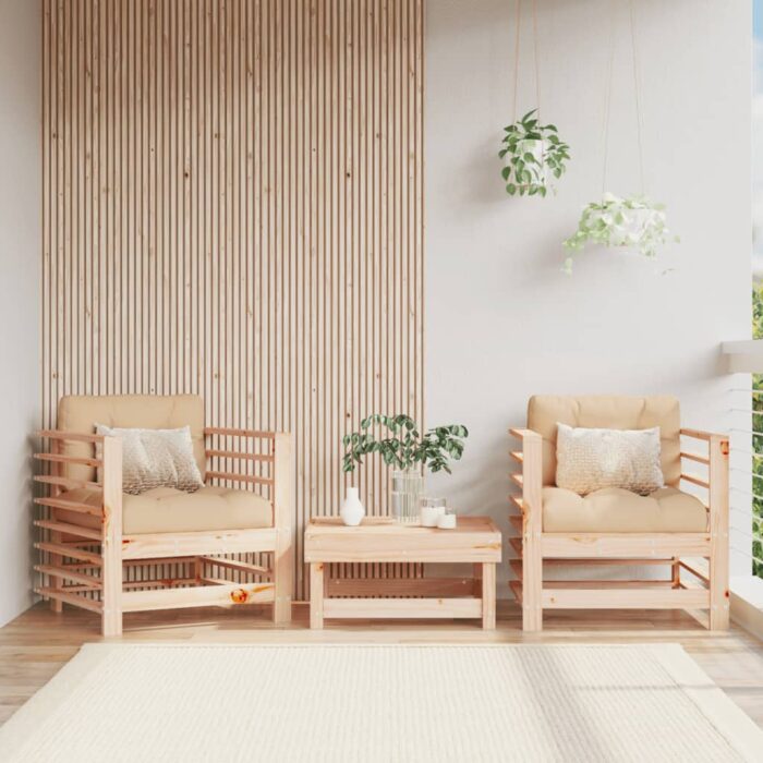 Chaises de jardin avec coussins lot de 2 bois de pin massif – Image 1