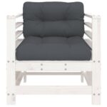 Chaises de jardin et coussins lot de 2 blanc bois de pin massif – Image 2