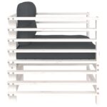 Chaises de jardin et coussins lot de 2 blanc bois de pin massif – Image 3