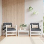 Chaises de jardin et coussins lot de 2 blanc bois de pin massif