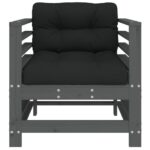 Chaises de jardin et coussins lot de 2 gris bois de pin massif – Image 2