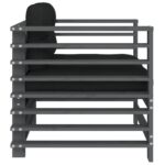 Chaises de jardin et coussins lot de 2 gris bois de pin massif – Image 3