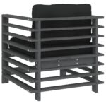 Chaises de jardin et coussins lot de 2 gris bois de pin massif – Image 4