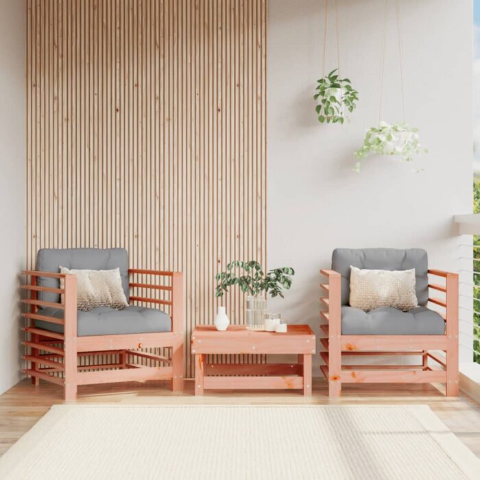 Chaises de jardin avec coussins lot de 2 bois massif douglas – Image 1
