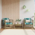 Chaises de jardin avec coussins lot de 2 bois de pin imprégné