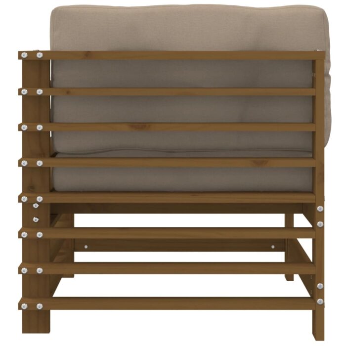 Canapés d'angle et coussins 2pcs marron miel bois de pin massif – Image 4
