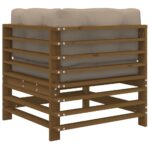 Canapés d'angle et coussins 2pcs marron miel bois de pin massif – Image 5