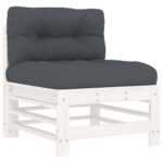 Canapés centraux avec coussins 2 pcs blanc bois de pin massif – Image 2