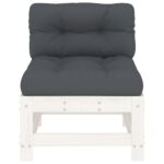 Canapés centraux avec coussins 2 pcs blanc bois de pin massif – Image 3