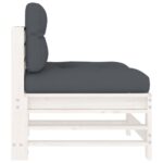 Canapés centraux avec coussins 2 pcs blanc bois de pin massif – Image 4