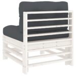 Canapés centraux avec coussins 2 pcs blanc bois de pin massif – Image 5