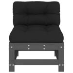 Canapés centraux avec coussins 2 pcs gris bois de pin massif – Image 3