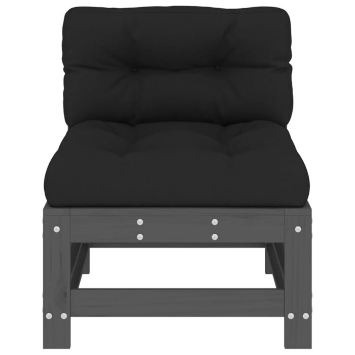 Canapés centraux avec coussins 2 pcs gris bois de pin massif – Image 3