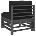 Canapés centraux avec coussins 2 pcs gris bois de pin massif – Image 5