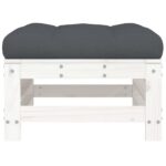 Repose-pieds de jardin coussins lot de 2 blanc bois pin massif – Image 2