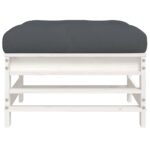 Repose-pieds de jardin coussins lot de 2 blanc bois pin massif – Image 3